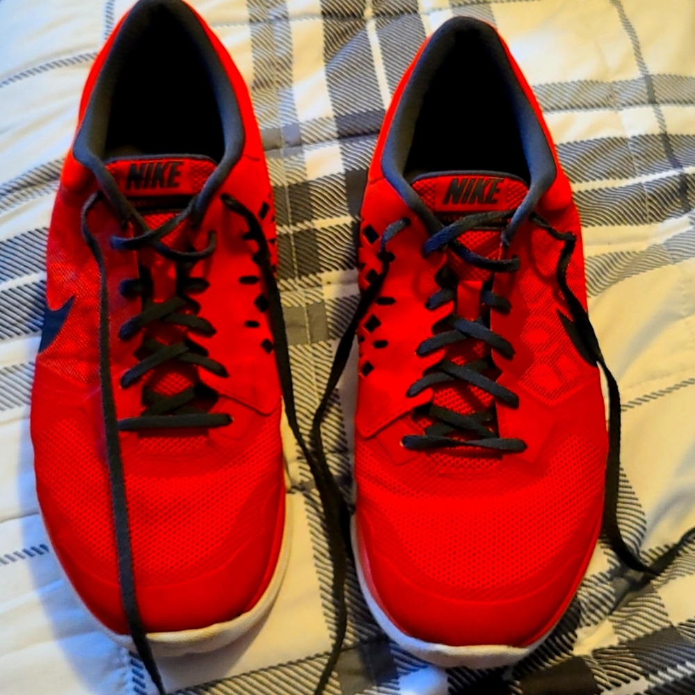 Nike Flex Running Shoe, orange with black Nike swoosh